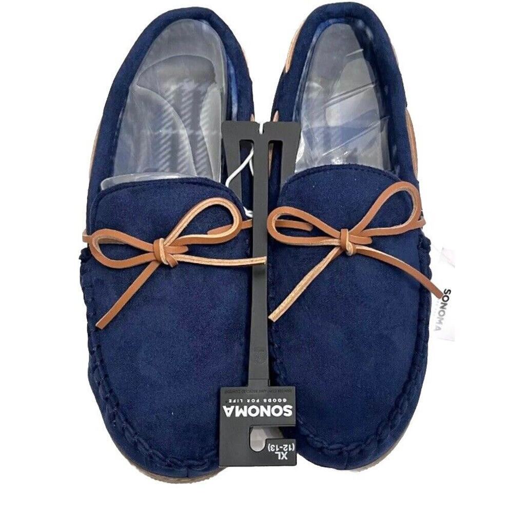 Sonoma Men's Slippers XL 12-13 Blue Trapper Moccasin Slip On Loafers Cushion